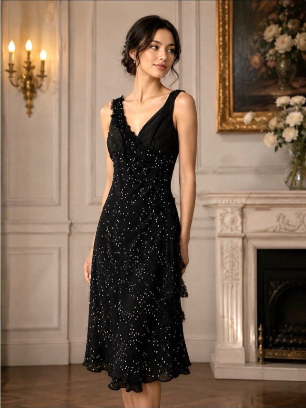 Maison Mayle Black Cocktail Dress Size 6  Sleeveless Party formal sexy RARE